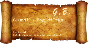 Gyurán Boglárka névjegykártya